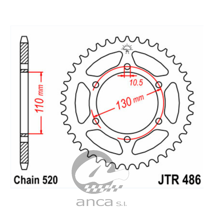 CORONA JT 486 de acero con 47 dientes